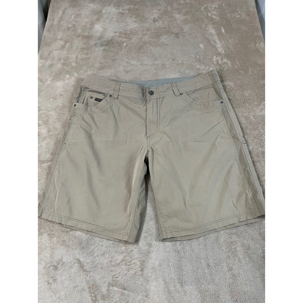 Kuhl Shorts Men Size 40 Beige Nylon Stretch Hiking Outdoors Walking Casual EUC